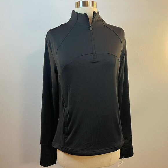 Apana Women's Black 1/4 Zip Yoga Activewear Sweater - Size Large - NWT - Picture 1 of 4